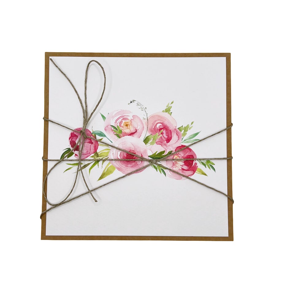 Ręcznie robiona kartka okolicznościowa piwonie bukiet