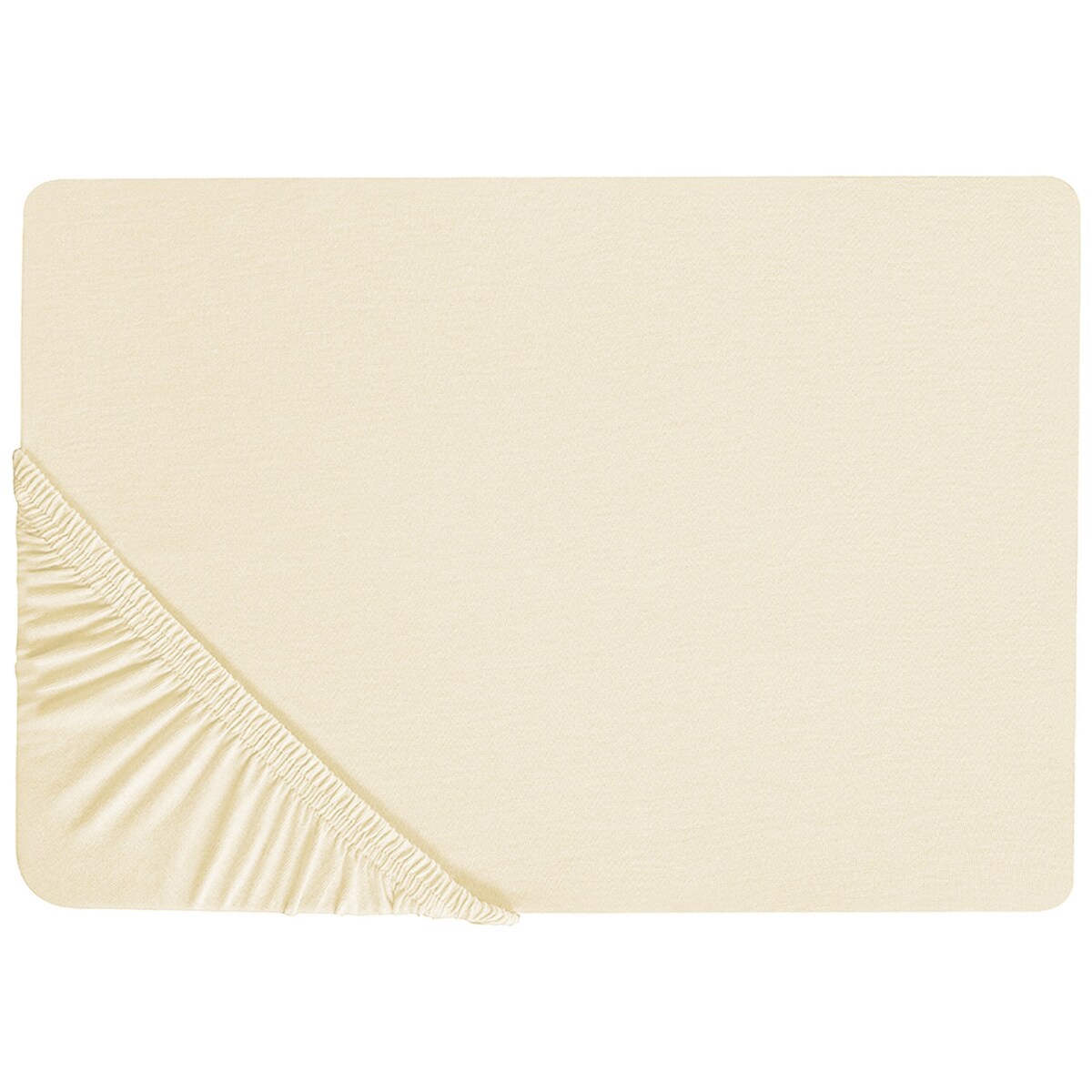 Bawełniane prześcieradło z gumką 90 x 200 cm beżowe JANBU