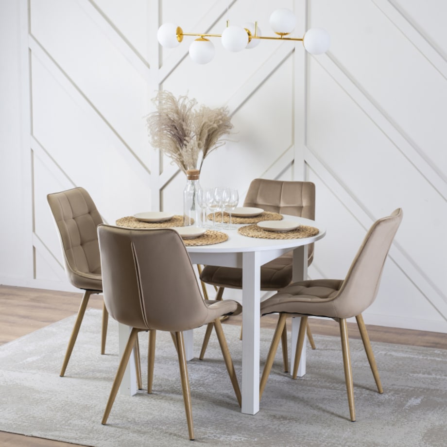 Krzesło Tapicerowane Skandynawskie Welurowe Jadalni Salon Loft Beżowe RODRI