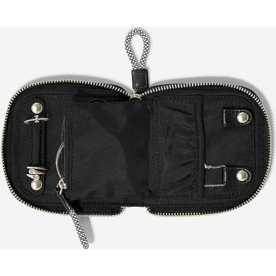 Pudełko podróżne na biżuterię z miejscem na pierścionki Stackers małe beżowoszare nylonowe