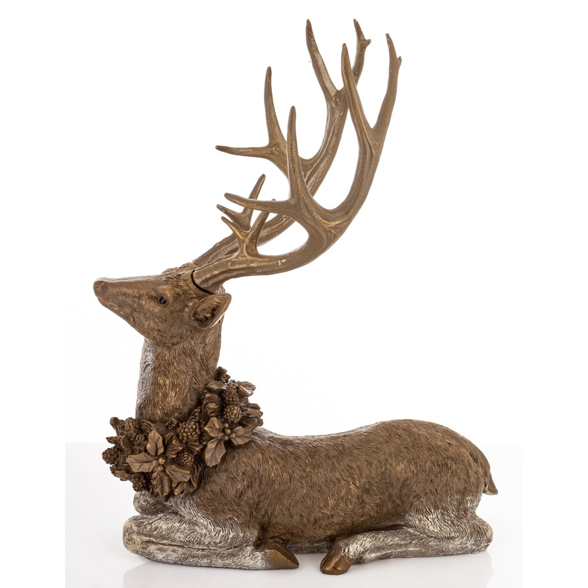 Dekoracja - figurka leżącego jelenia 50x39x27 cm SHIKA-2 brązowy z wieńcem