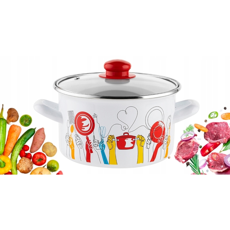 GARNEK EMALIOWANY polska pleszew 18 cm 2,6L do gotowania zup obiad kuchenny