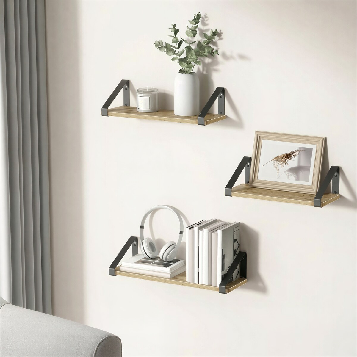 Półki 3 Sztuki do salonu, Artisan, w stylu nowoczesnym, czarny