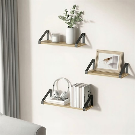 Półki 3 Sztuki do salonu, Artisan, w stylu nowoczesnym, czarny