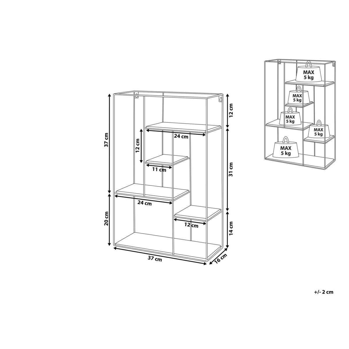 Półka wisząca jasne drewno LAUREL