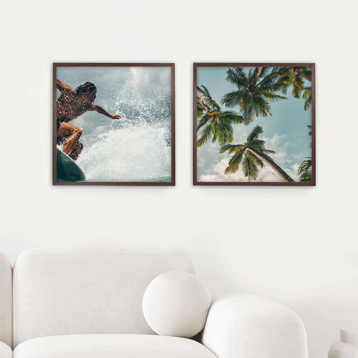 Brązowa ciemna ramka na zdjęcia 50x50 cm wisząca rama MDF z plexi klasyczna ramka kwadratowa