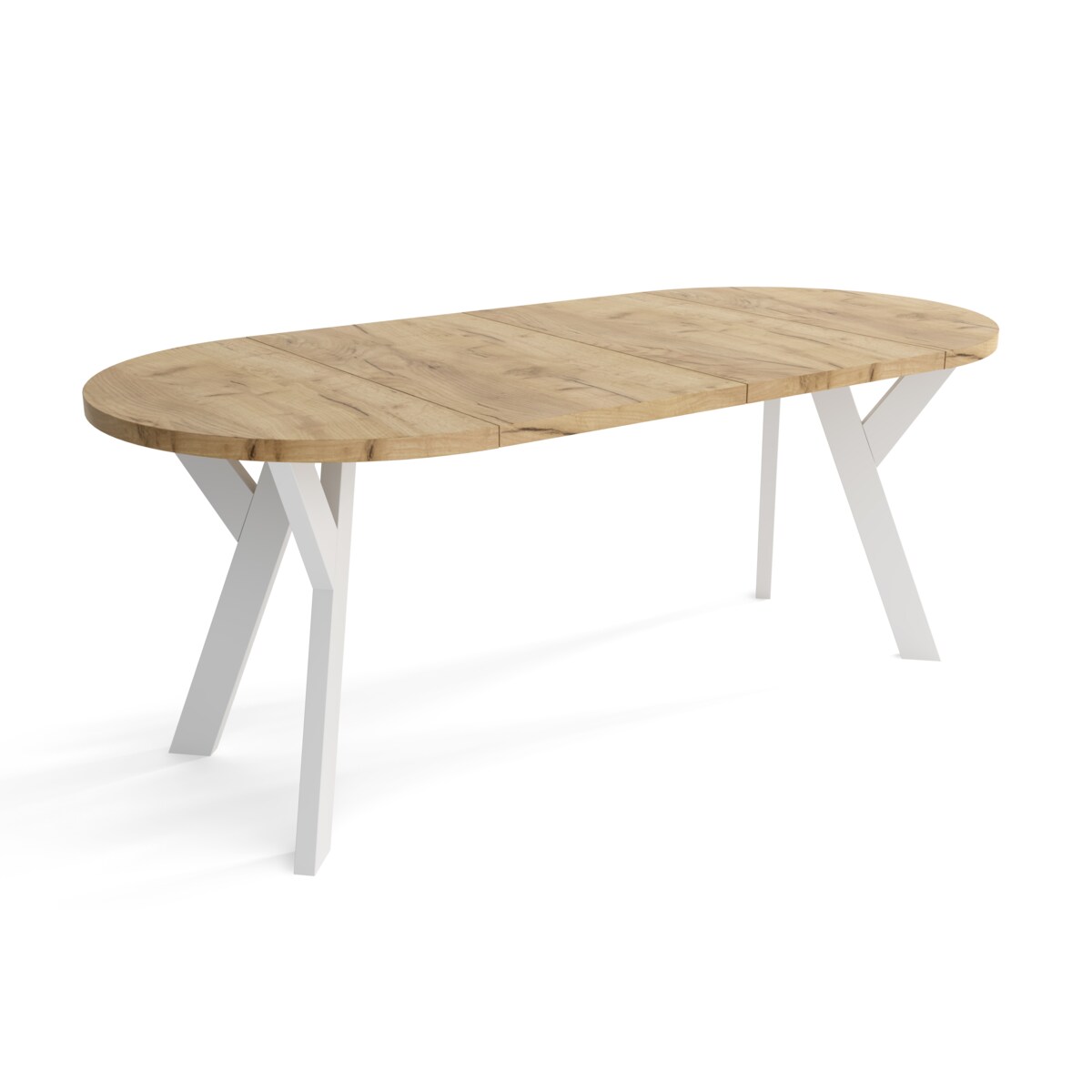 Stół rozkładany okrągły 100/200 - Craft złoty + n. białe