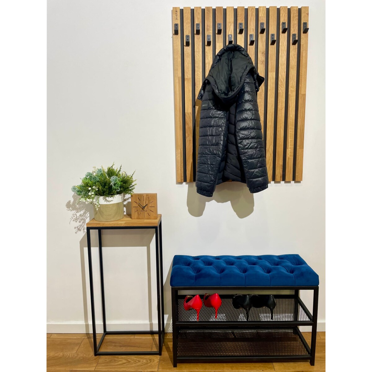 Szafa na buty loftowa siedzisko kolor granatowy 80cm