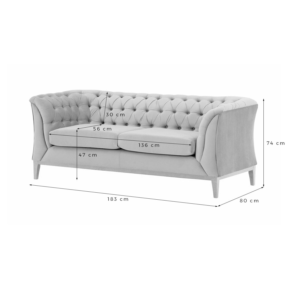Sofa dwuosobowa Chesterfield Modern Wood-Velluto 2