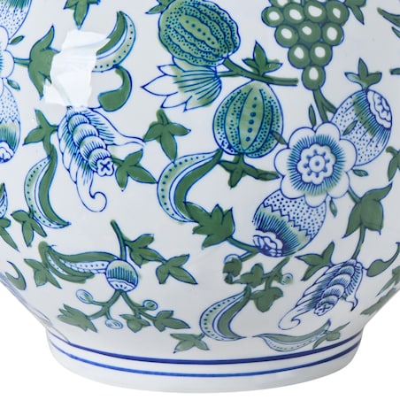 Wazon na kwiaty MOSTOLES Porcelana 45 cm Biały/ niebieski