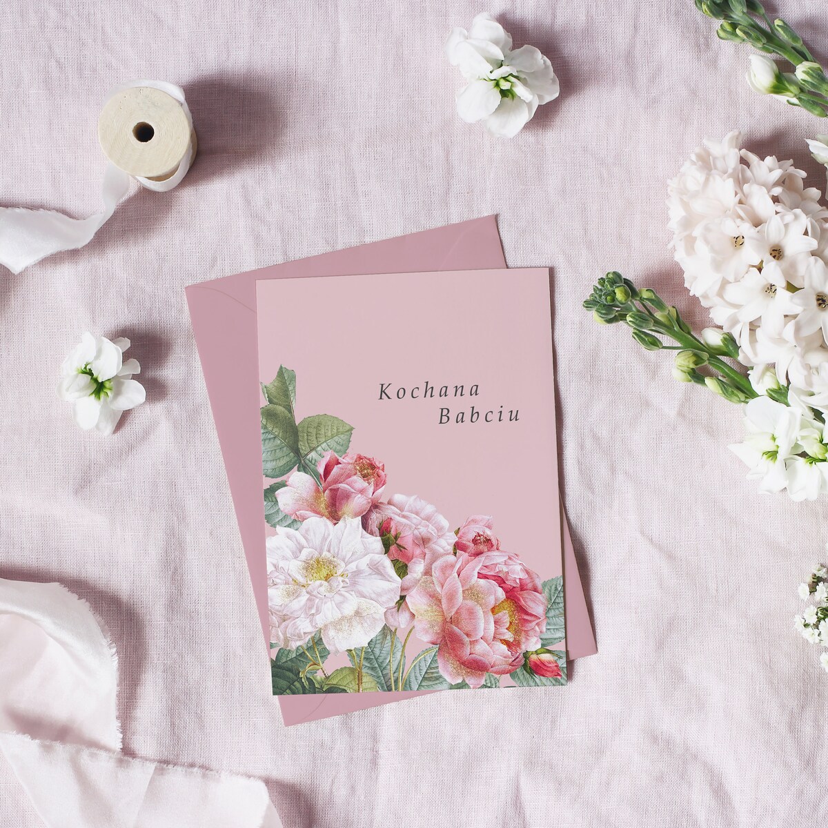 Kartka dla Babci Róże 12x17cm