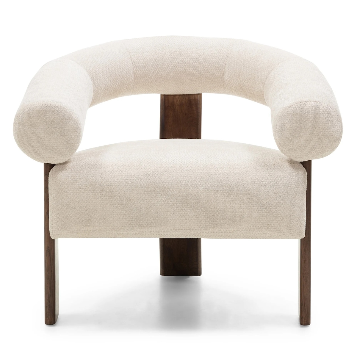 Fotel wypoczynkowy kremowy bouclé/dąb orzech Ilady