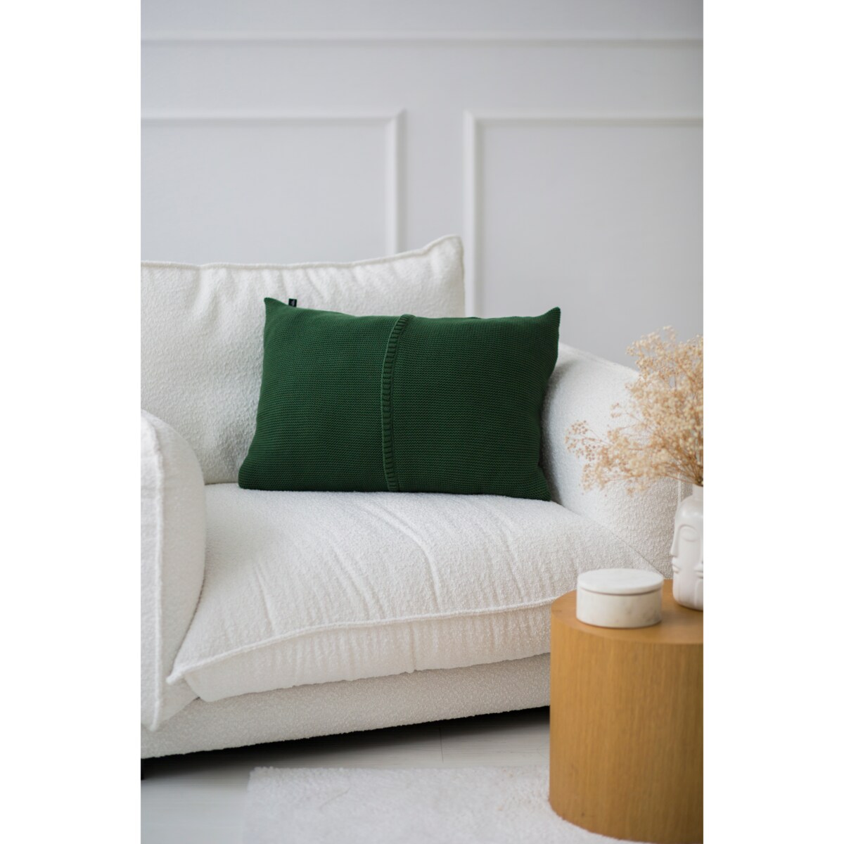 Poszewka klasyczna z przeszyciem zielona, 40 x 60 cm, La Manta
