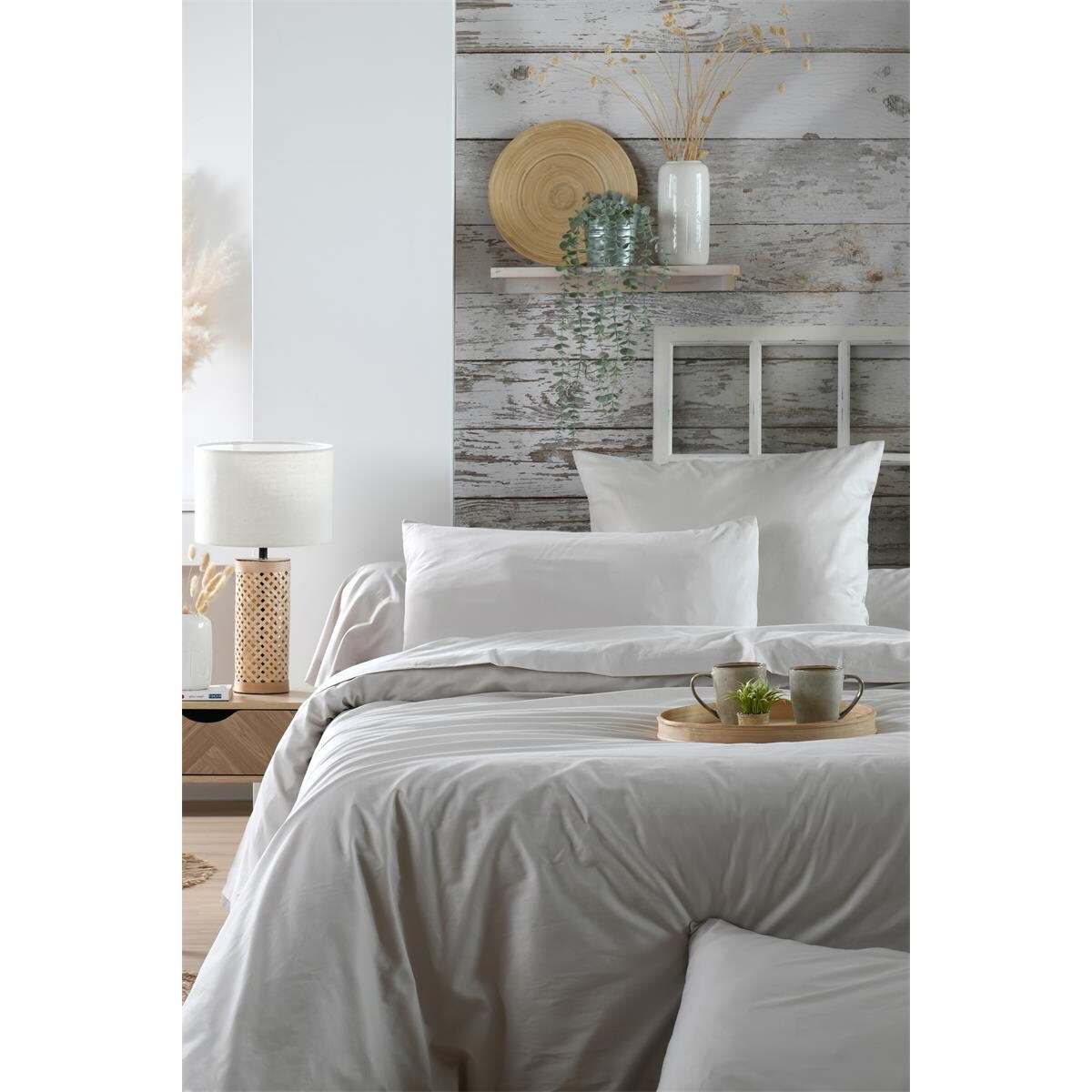 Bawełniane prześcieradło na gumce, szare, ELYSEE