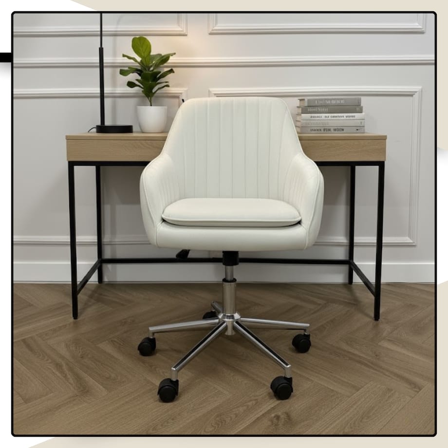 Krzesło biurowe fotel obrotowy welurowy regulowany beżowy