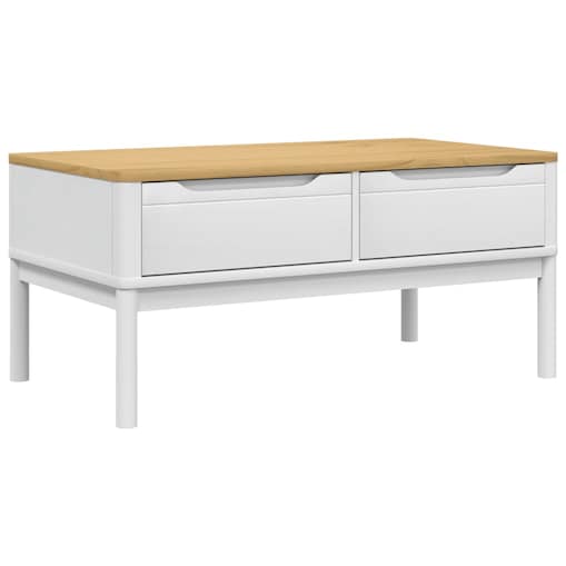 vidaXL Stolik kawowy FLORO, biały, 99x55,5x45 cm, lite drewno sosnowe