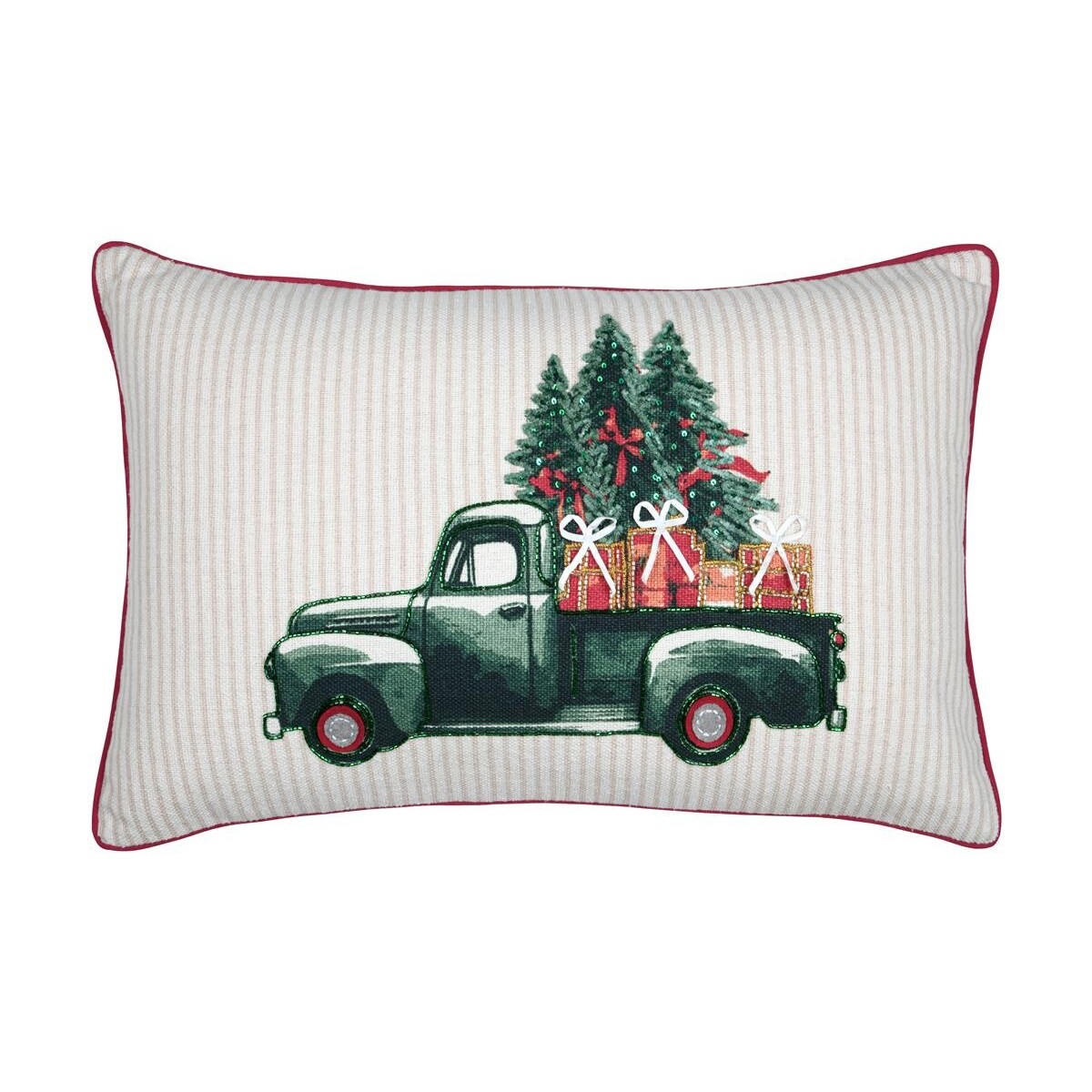 Poduszka świąteczna z autem, 35x55 cm