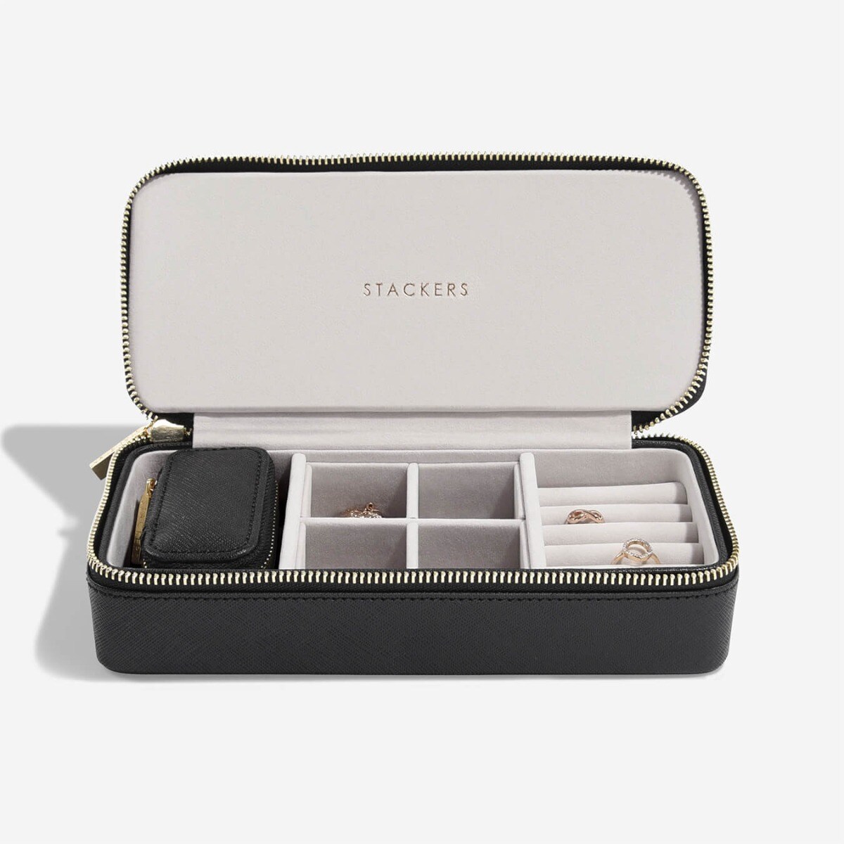 Pudełko podróżne na biżuterię Travel Large Stackers velvet czarne