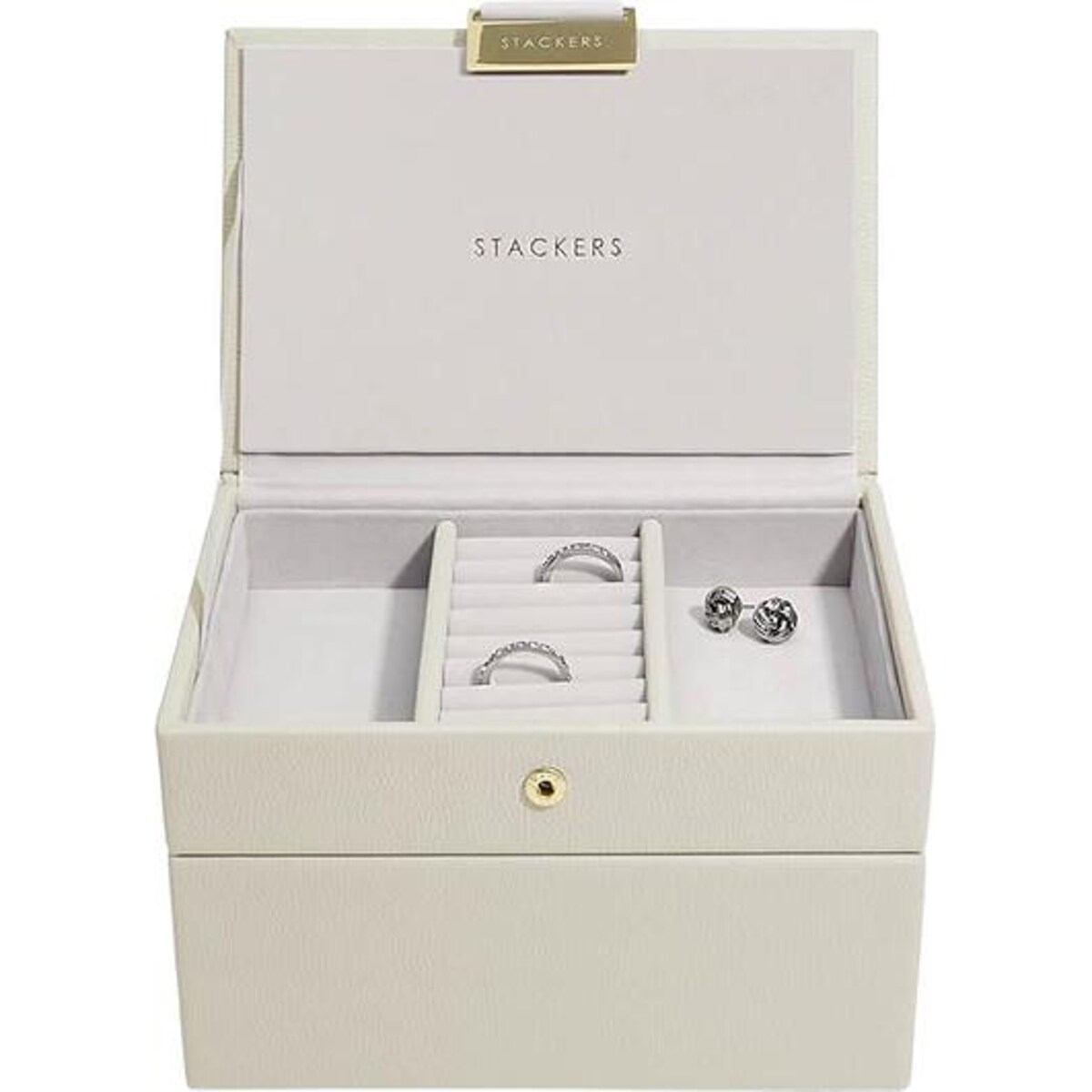 Szkatułka na biżuterię Stackers podwójna mini jasnobeżowa