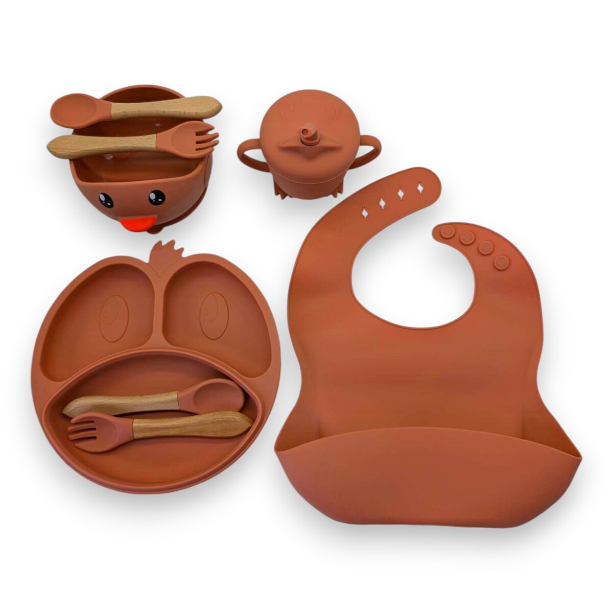 Miseczka z przyssawką silikonowa dla dziecka na przekąski łyżka widelec BLW