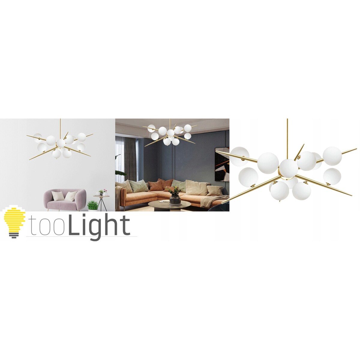 Lampa Wisząca Sufitowa Złota Szklane Kule 12 G9