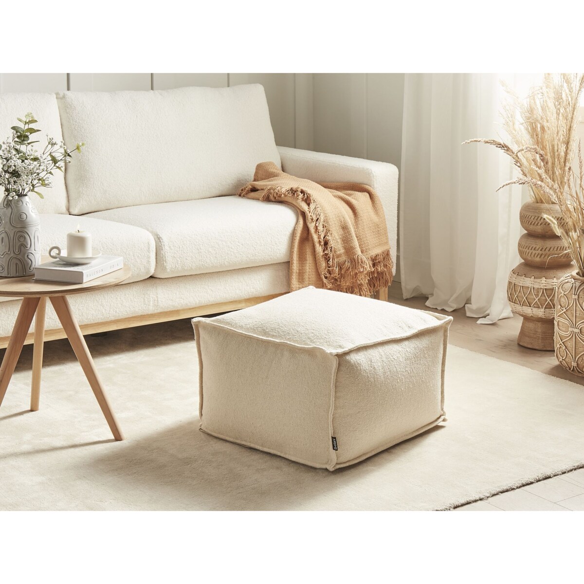 Puf bawełniany 50 x 50 x 30 cm beżowy SHERALI