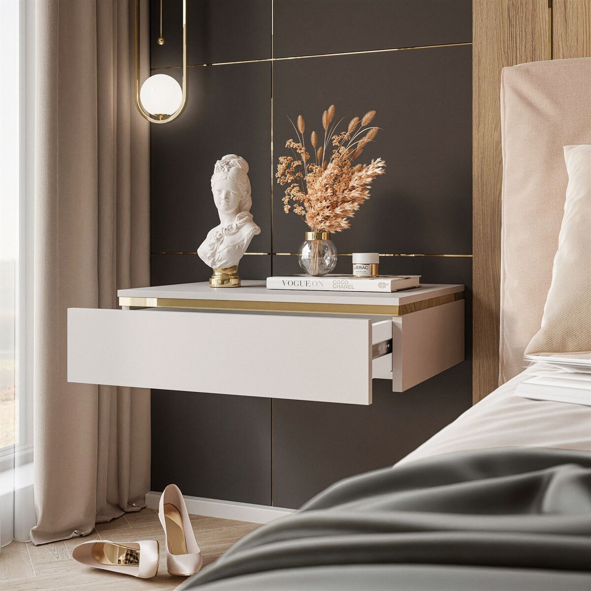 Stolik nocny AURORA wiszący kaszmir