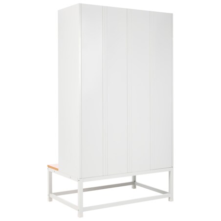 Szafa socjalna ubraniowa czterodrzwiowa z ławką ATHLETE Metal Szary/ niebieski