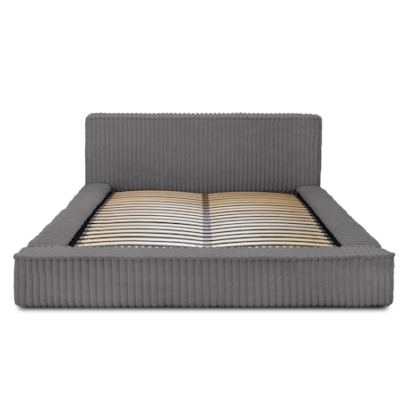 Łóżko ze stelażem i pojemnikiem szare 160x200 cm Golmo