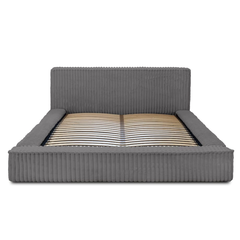 Łóżko ze stelażem i pojemnikiem szare 160x200 cm Golmo