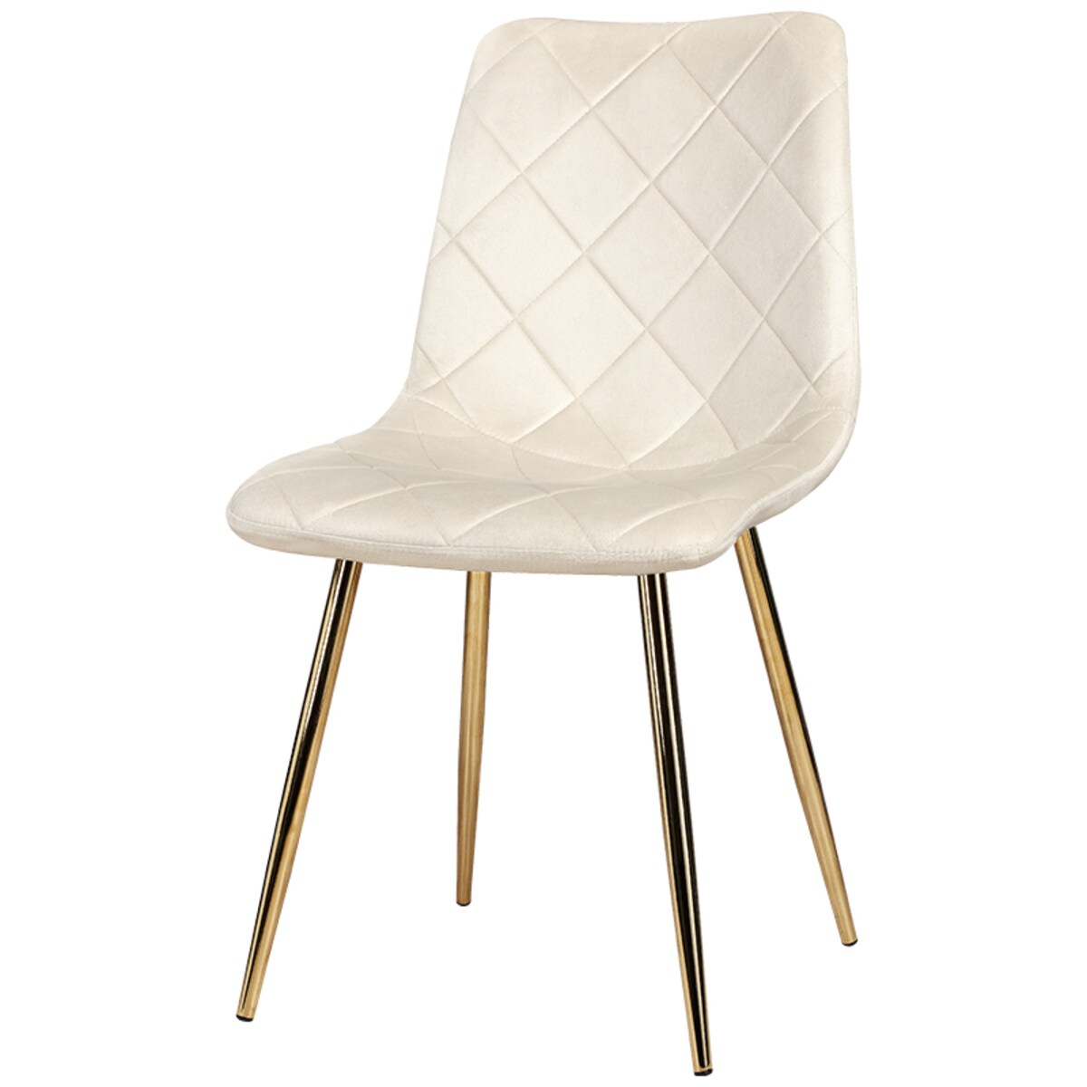 Krzesło tapicerowane beżowe welurowe pikowane glamour złote nogi