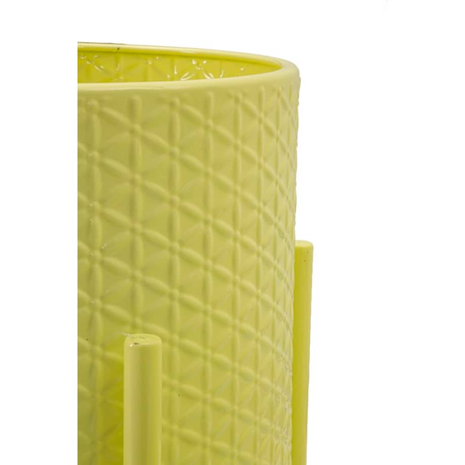 Zestaw 3 kwietników Iris, kolor żółty, żelazo, wysokości 56,5, 48,5 i 37,5 cm, styl nowoczesny, na rośliny doniczkowe, Mauro Ferretti