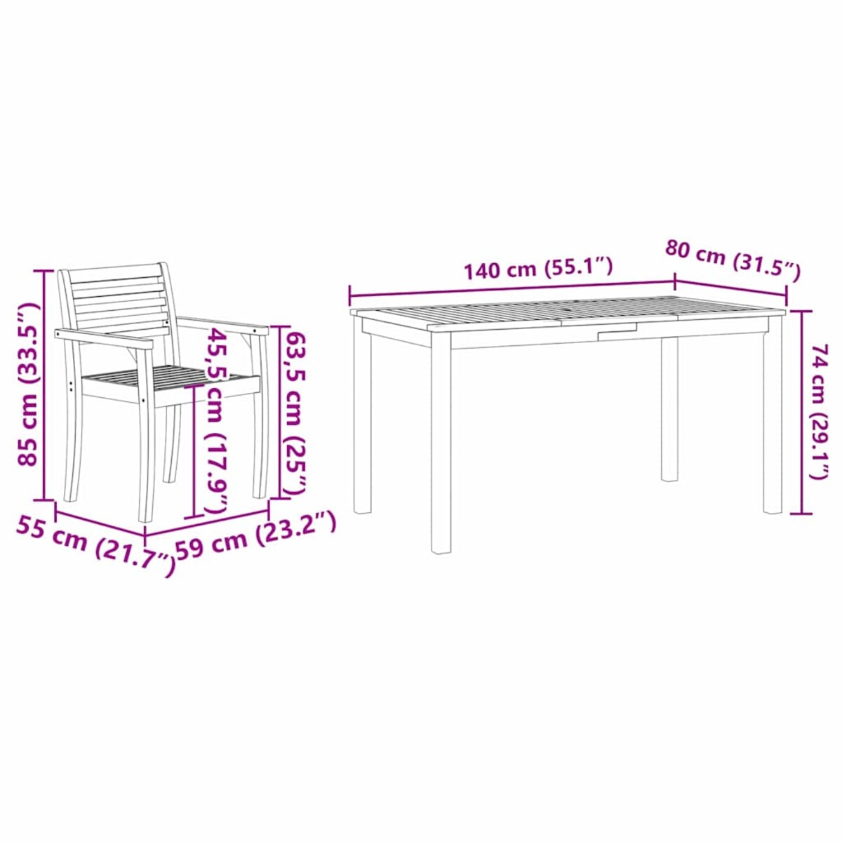 vidaXL Zestaw do jadalni w ogrodzie 5 pcs Brązowy lite drewno akacjowe