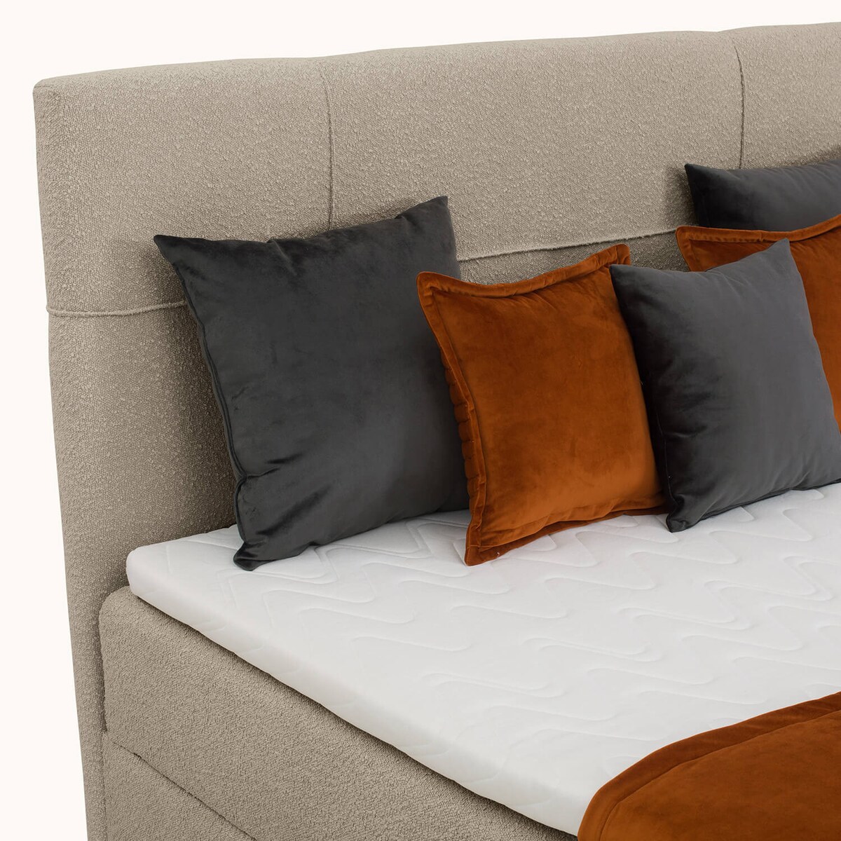 Łóżko kontynentalne EVERTON 160x200 z pojemnikiem, Beż, tkanina Baloo 2075