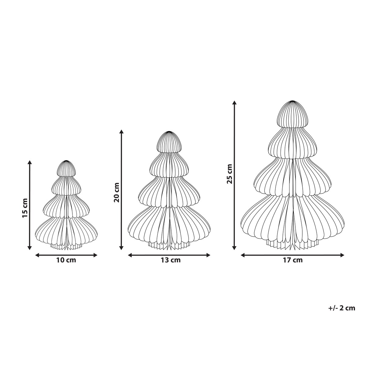 Zestaw 3 figurek dekoracyjnych NILGIRI Choinka 15/20/25 cm Beżowy