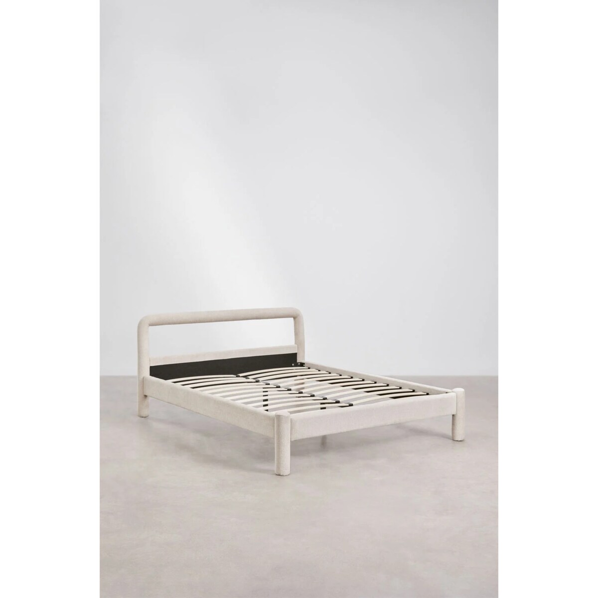 Łóżko tapicerowane, szenilowe, kremowo-beżowe Eneko, 160x200 cm