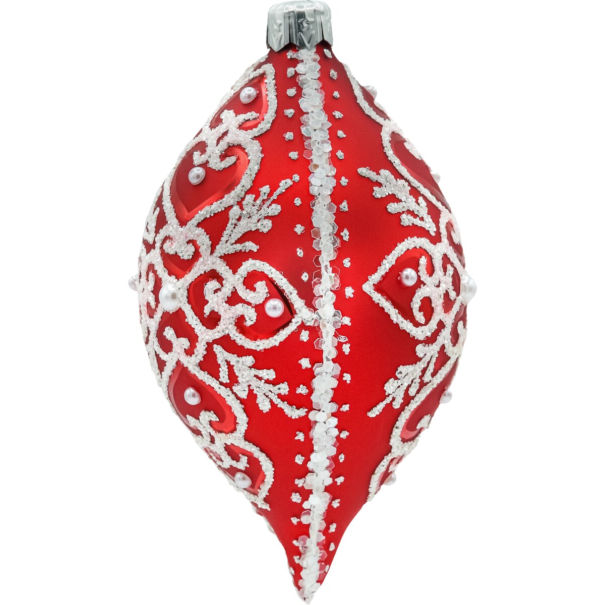 Bombka owalna szklana: Koronkowa Łezka