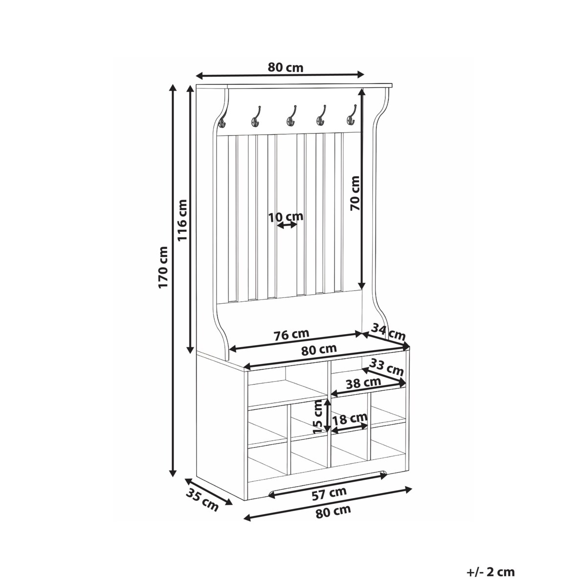 Szafka na buty z wieszakiem DENILIQUIM Ciemnobrązowy