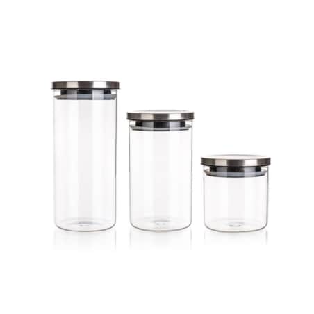 SZKLANE POJEMNIKI W PUDEŁKU na prezent kuchenne 650/1100/1450ml z pokrywką