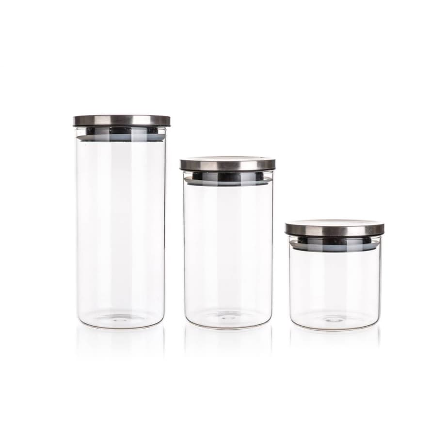 SZKLANE POJEMNIKI W PUDEŁKU na prezent kuchenne 650/1100/1450ml z pokrywką