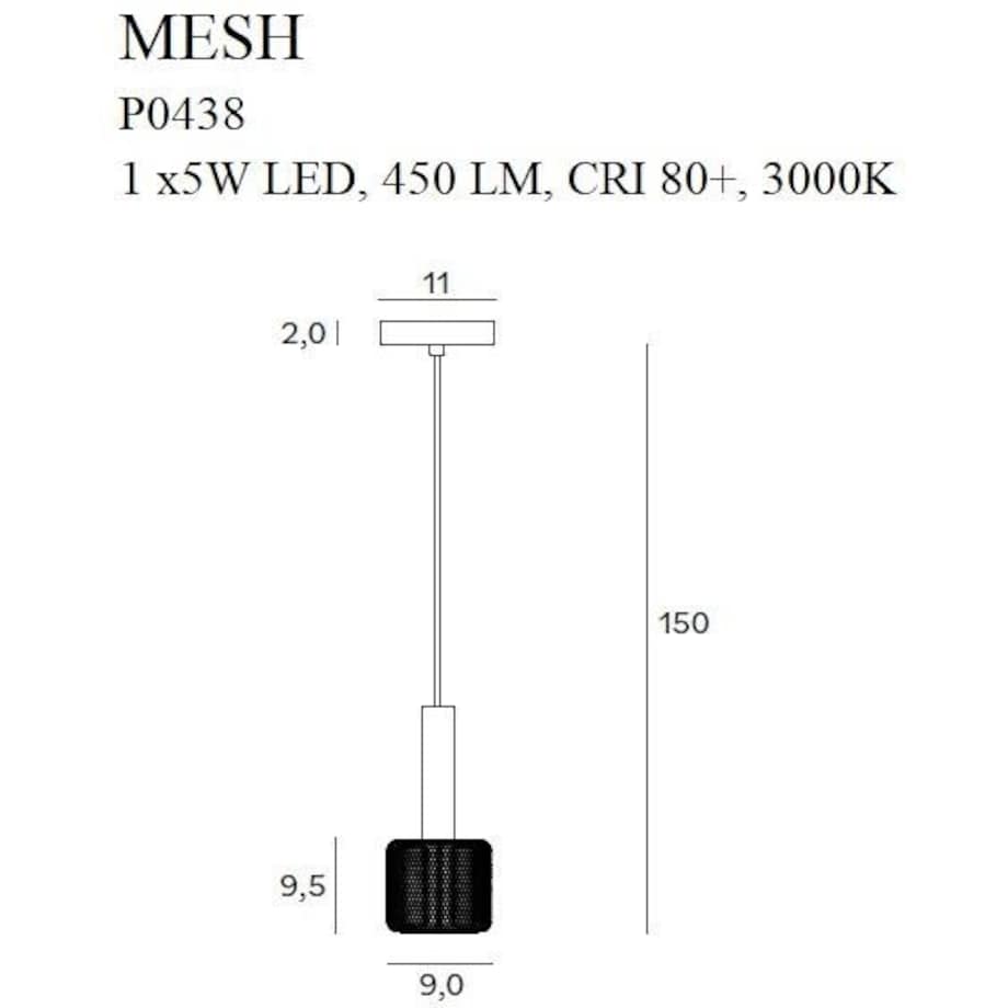 Loftowa LAMPA wisząca MESH P0438 Maxlight industrialny zwis LED 5W 3000K do kuchni złoty czarny