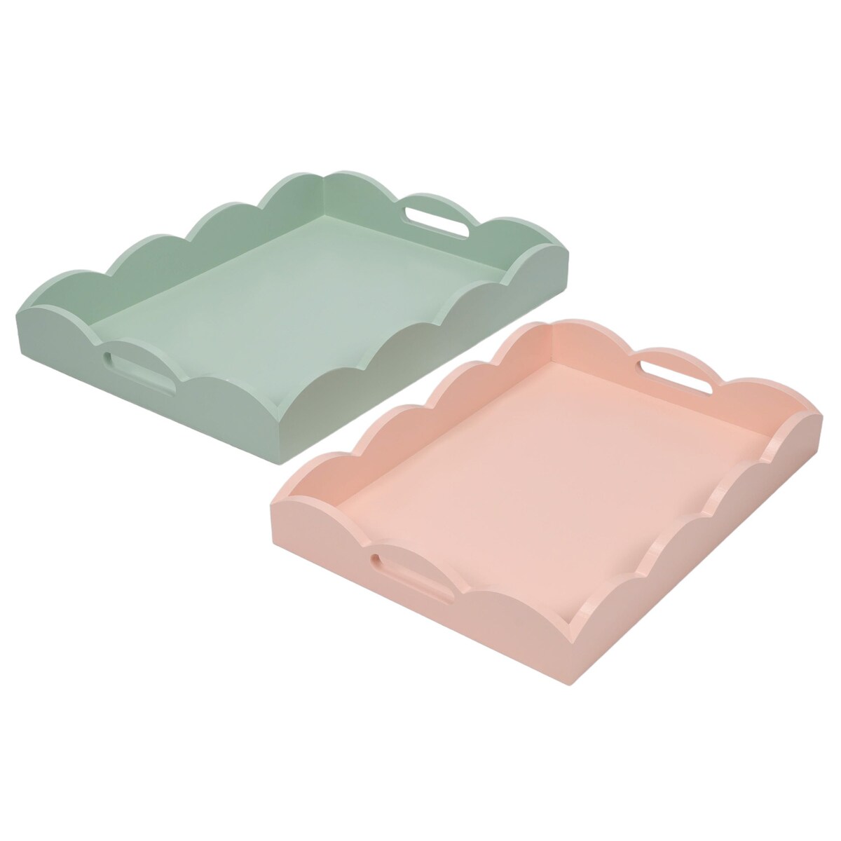Zestaw 2 drewnianych pastelowych tacek, matowe wykończenie