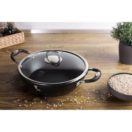 Garnek płytki 3,8L z pokrywką 28cm czarny Berlinger Haus BH-6125