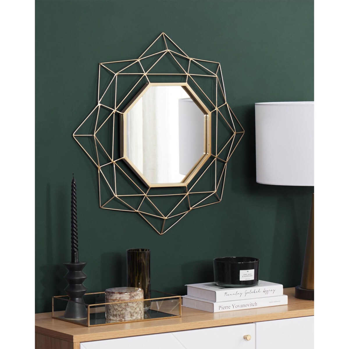 Metalowe lustro ścienne ø 60 cm złote HILLION