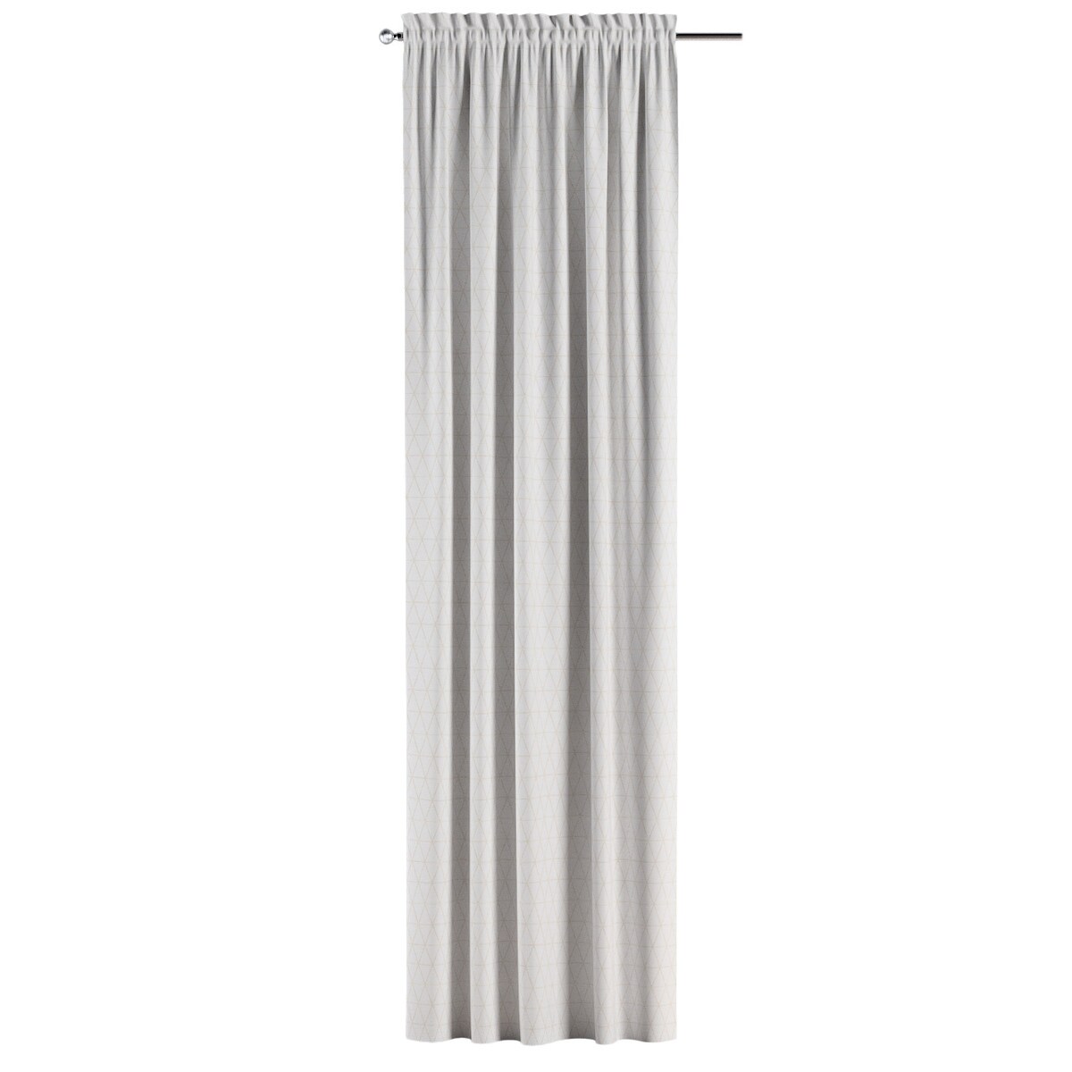 Zasłona na kanale z grzywką 1 szt. 130x245 beżowe trójkąty na kremowo-białym tle