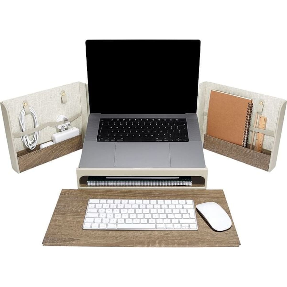 Organizer na biurko Stackers jasnobeżowy lniany składany