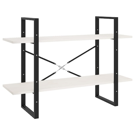 vidaXL Regał na książki, 2 półki, biały, 100x30x70 cm, drewno sosnowe