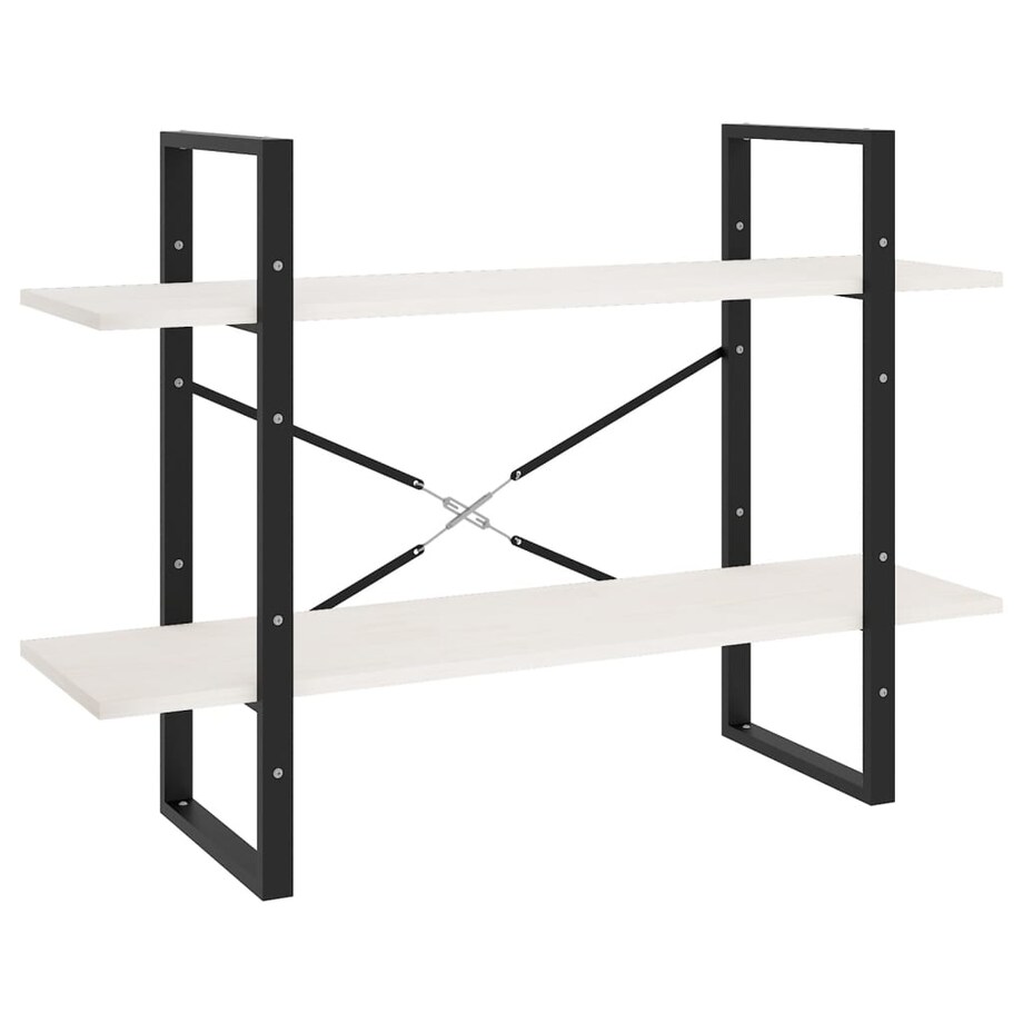 vidaXL Regał na książki, 2 półki, biały, 100x30x70 cm, drewno sosnowe