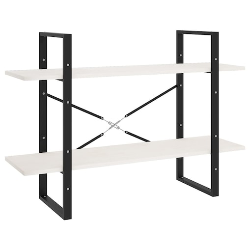 vidaXL Regał na książki, 2 półki, biały, 100x30x70 cm, drewno sosnowe