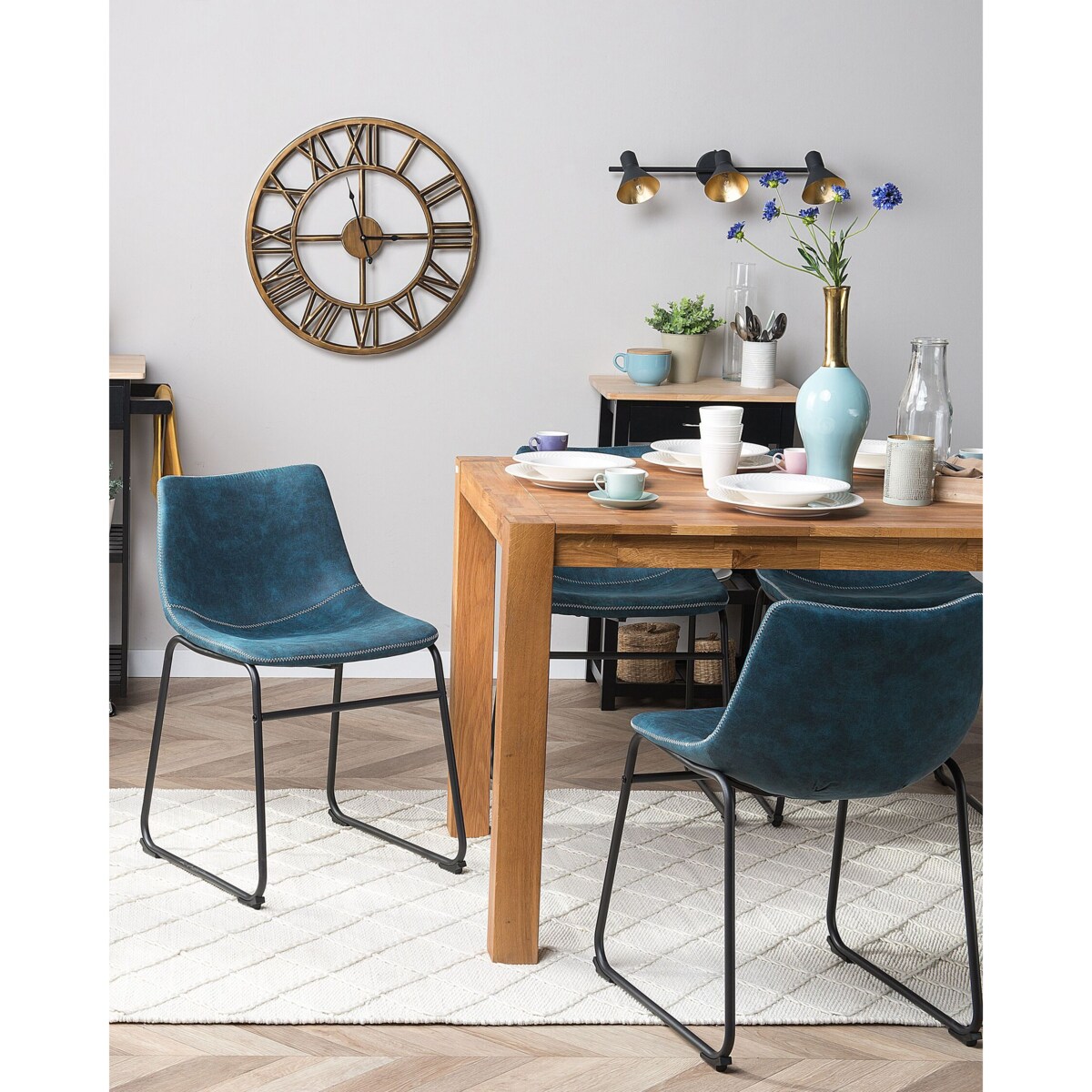 Zestaw 2 krzeseł do jadalni niebieski BATAVIA
